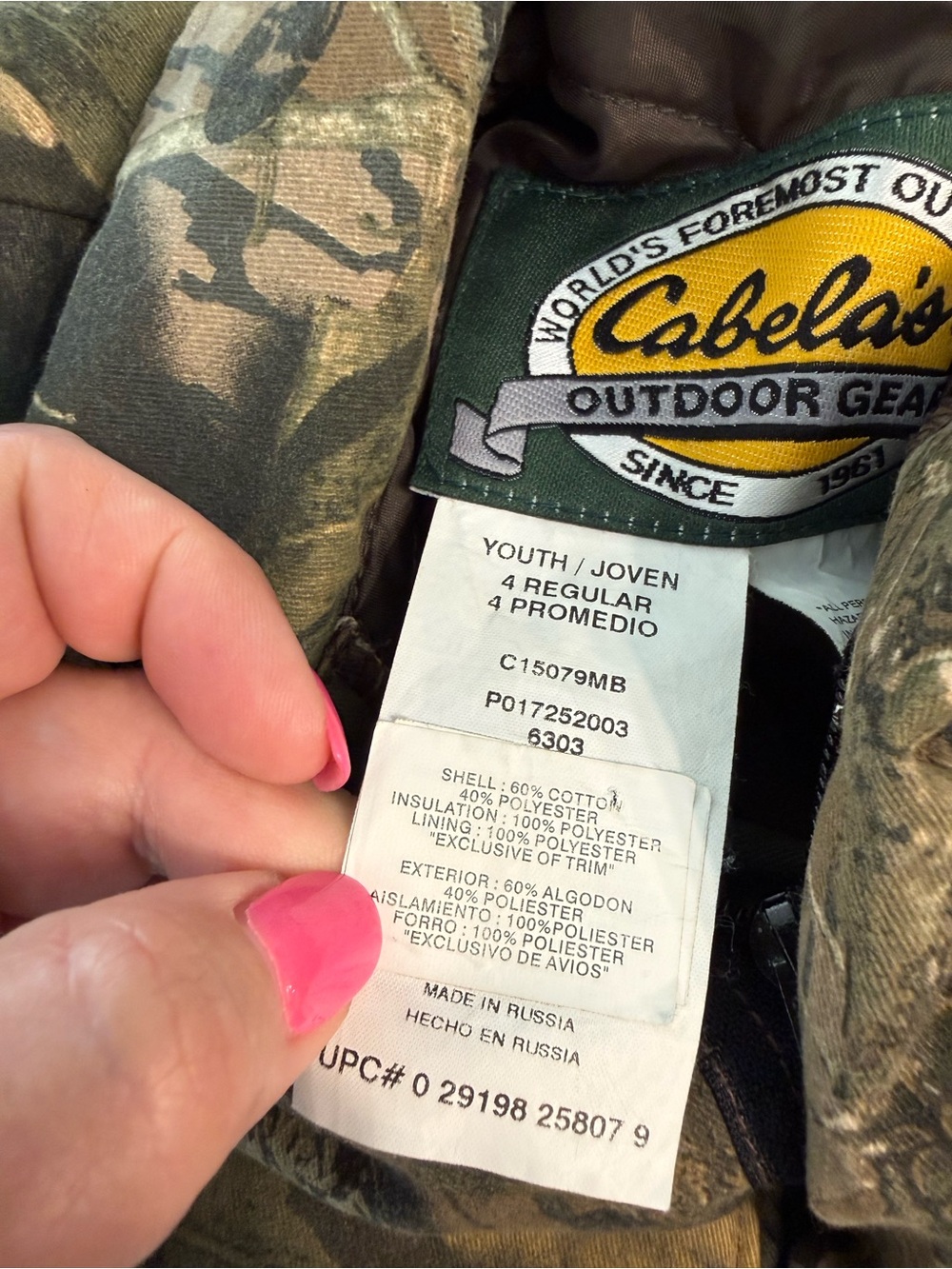 Cabela's Kids Size 4 Camouflage Insulated One-Piece Coveralls Hunting Camo - Picture 4 of 9